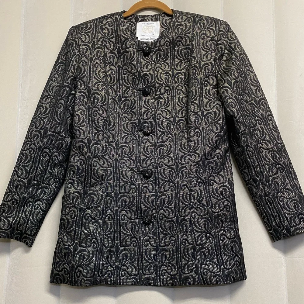 Vintage Mary McFadden Neiman Marcus Womens Blazer Jacket Sz 12 Brocade Old Money